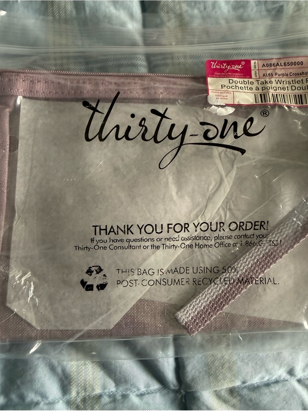 thirty-one Purple Double Take Wristlet with Matching Strap